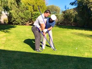 Peter Croker giving an advanced lesson to Ben Croker on the Transition move from Backswing to Downswing