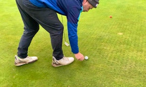 Birdie putt to beat my student.