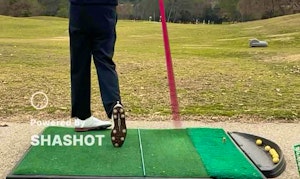 6 iron down the line with shot tracer