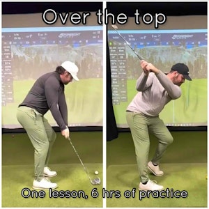 Over the top fix - One lesson and about 6 hrs of work with an ambitious student. I like to take quite a few things and move quickly if the player is in an offseason mode. If competition is near then we focus more on ball flight and immediate results